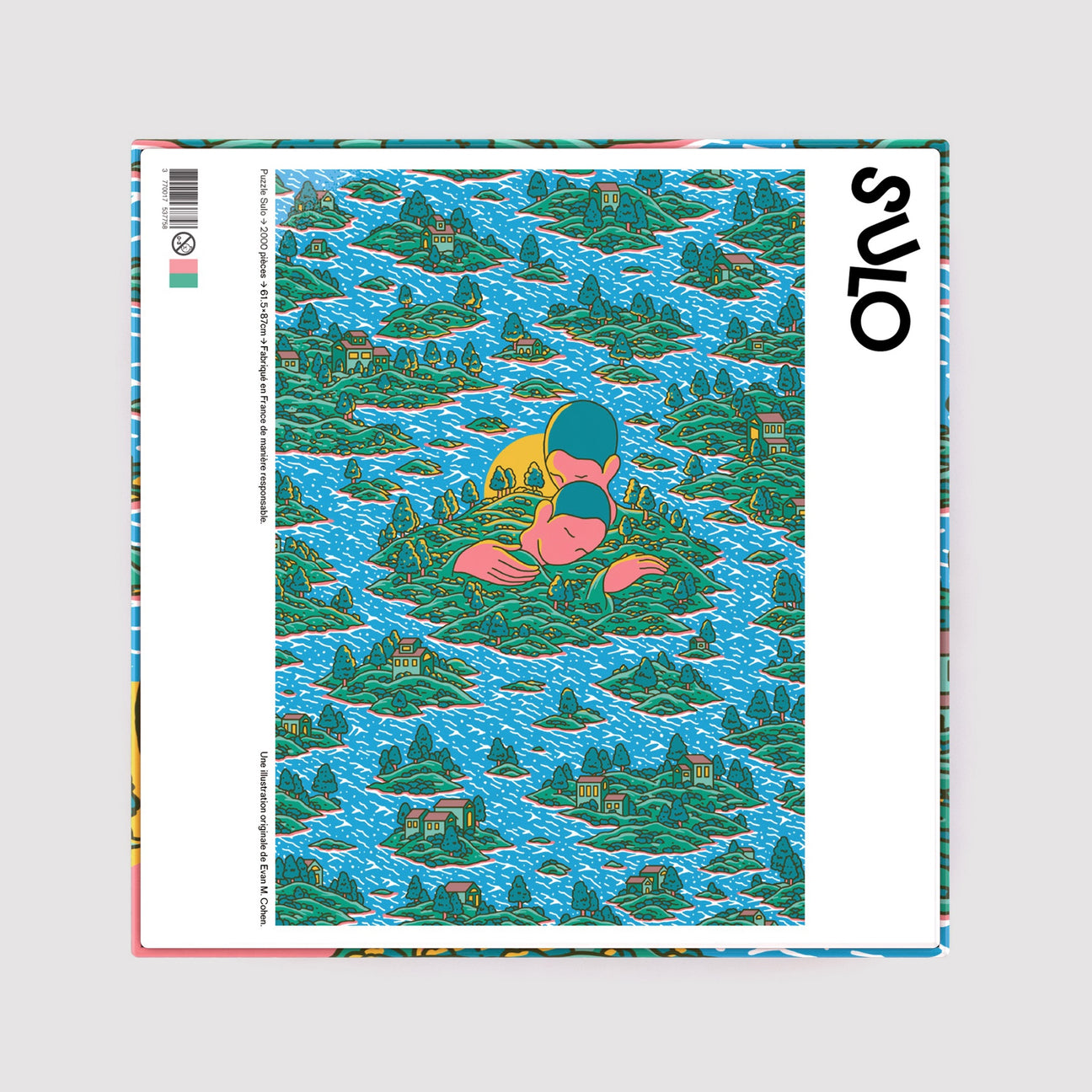 Puzzle of two people embracing in the water